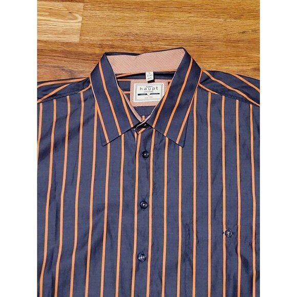 Haupt Size Large‎ 16.5 41/42 Blue Orange Striped Button Up Shirt - Picture 3 of 4